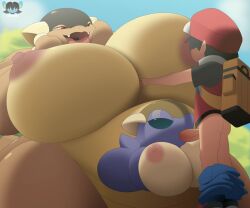 1girls 2girls animated anthro baby_kangaskhan big_nipples blowjob breast_sucking breasts breasts_focus chubby female gigantic_breasts hanging_breasts heat kangaskhan larger_female low-angle_view male male_on_anthro milf mother_and_daughter mp4 naked naked_female navel nipples no_sound nude nude_female open_mouth outdoors pants_down pokémon_(species) pokemon pokemon_(species) pokephilia red_(pokemon) smile standing standing_position standing_sex tagme threesome tzokatli video voluptuous voluptuous_female zenminch