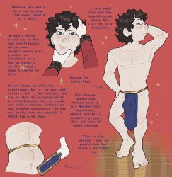 1boy ass blue_clothing blue_eyes bulge_under_clothes butt_focus circus_freak compact_body confused_look confusion cute_butt dark_hair degrading degrading_text degredation digital_media_(artwork) dom_pov down_syndrome english english_text exhibit exhibition expressionless freakshow grabbing_face intellectual_disability loincloth loincloth_bulge looking_at_viewer male male_focus male_only mentally_deficient mr_shrink muscular muscular_male original original_character paddle posing posing_for_the_viewer short_male shorter_male showing_off solo solo_focus solo_male squishing_cheeks stage stars ugly_man wooden_floor