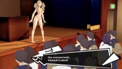 3d ann_takamaki completely_nude embarrassed embarrassed_nude_female exhibitionism female male misunderstoodsecrets multiple_boys multiple_males only_one_naked persona persona_5 public stage
