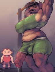absurd_res accidental_exposure anthro armpit_hair belly_overhang big_breasts big_penis bodily_fluids breasts bulge dick_slip disney erection exercise_clothing foreskin fur futanari genital_fluids genitals hair hi_res huge_breasts huge_cock humanoid_genitalia humanoid_penis hyena intersex male mammal muscular muscular_anthro muscular_arms muscular_futa nipple_bulge penis penis_slip penis_through_leghole precum precum_drip presenting pull_ups shenzi_(the_lion_king) simple_background spotted_hyena strongfat the_lion_king thick_thighs tussamag uncircumcised