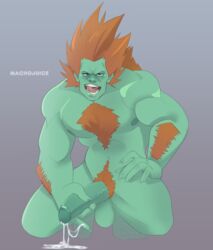 blanka boner capcom cum ejaculation erection green_skin machojuice male male_only monster nude penis solo street_fighter video_games