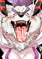 behemoth_(tokyo_afterschool_summoners) blush bukkake clothing cum cum_in_mouth cum_inside cum_on_face fangs furry furry_only gay hoodie horn male male_only monster open_mouth sugo6969 tokyo_afterschool_summoners tongue video_games yaoi