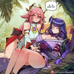 1futa 1girls ai_assisted ai_generated anime anime_style balls big_ass big_breasts breasts caption clitoris cock comic comic_page curvaceous curvaceous_body curvaceous_female curvaceous_figure dialogue dickgirl female female_focus fit_female futa_on_female futa_only futa_sans_pussy futa_with_female futanari genshin_impact girly high_resolution highres horny hourglass_figure huge_ass huge_balls huge_boobs huge_breasts huge_butt huge_cock huge_testicles huge_thighs intersex manga manga_page medium_ass medium_breasts medium_penis muscular patreon penis pink_hair purple_hair pussy raiden_shogun self_upload sexy shiny sigabelle speech_bubble stable_diffusion testicles text text_bubble uncensored vagina voluptuous voluptuous_female waifu waifu_diffusion worship yae_miko