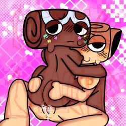 2girls anatomically_incorrect anus anus_peek artstyle_imitation ass asshole big_breasts breasts cosmo_(dandy's_world) cosmopastry_(artist) dandy's_world dandys_world female female_with_female nipples nude nude_female pressed_against_pussy pressed_together pussy pussy_juice pussy_lips shelly_(dandy's_world) vagina vagina_juice