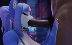 1boy 1girls 2024 3d animated anthro black_male blowjob blue_fur blue_lipstick canine dark-skinned_male dark_skin deepthroat fellatio fellatio_from_anthro female female_anthro/male_human fox furry furry_female furry_with_non-furry human_male_on_anthro_female human_on_anthro interspecies kneeling kneeling_oral_position krystal krystal_(dogzeela) krystal_(star_fox) loop male male_human/female_anthro nail_polish nintendo no_sound ponytail pubic_hair schwarzelencre shorter_than_10_seconds star_fox straight tagme video