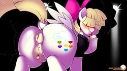 2017 anatomically_correct anatomically_correct_anus animal_anus animal_genitalia animal_pussy anus ass blush clitoris clothing cutie_mark equine equine_anus equine_pussy female feral hair hair_ribbon hairbow hi_res kloudmutt mammal my_little_pony my_little_pony_the_movie pegasus puffy_anus pussy ribbons solo songbird_serenade_(mlp) tongue tongue_out wings