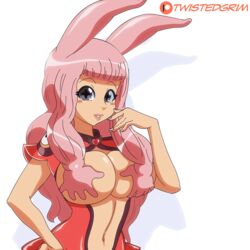 1girls 2d 2d_animation animated animated_gif big_breasts bimbo bouncing_breasts breasts bunny_ears bunny_girl cleavage female female_only hair_hand lactation large_breasts looking_at_viewer melona monster_girl queen's_blade self_fondle self_milking solo twistedgrim