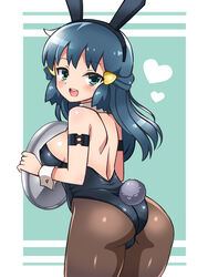 alternate_breast_size ass big_breasts bunny_ears bunny_tail bunnysuit chro dawn_(pokemon) female human large_breasts nintendo offscreen_character pantyhose pokemon pokemon_dppt solo