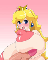 censored female human male mario_(series) maruke massive_breasts nintendo princess_peach straight straight_hair tagme