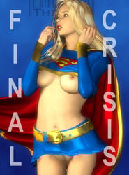 1girls 3d belly_button belly_button_piercing beltskirt blonde_hair blue_shirt blue_skirt breasts dc dc_comics female female_only kara_danvers kara_zor-el miniskirt pierced_belly_button pussy shirt_up small_breasts solo supergirl superheroine superman_(series) the_pitt yellow_skirt