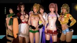 3d 6+girls 6girls aerith_gainsborough bra breasts cindy_aurum clothes female female_only final_fantasy final_fantasy_vii final_fantasy_x final_fantasy_xiii final_fantasy_xv highres honey_select multiple_boys multiple_girls nipples no_bra rikku serah_farron smooth_skin tagme take_your_pick wink yuffie_kisaragi yuna