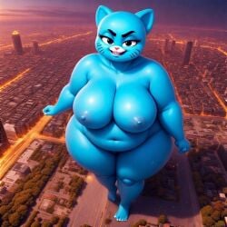 ai_generated anthro anus back_view bbw breasts chubby cinematic female furry giantess ginormous_ass high-angle_view large_breasts massive_thighs nicole_watterson nipples perchance_ai pussy the_amazing_world_of_gumball voluptuous