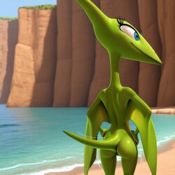 ai_generated big_ass cliff day daytime dinosaur_train female flying_reptile mrs._pteranodon nude nude_female prehistoric prehistoric_species pteranodon