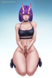 1b1boy 1boy1girl 1girls almost_naked almost_nude arduin_(arduin_art) bare_arms bare_belly bare_chest bare_hands bare_hips bare_knees bare_legs bare_midriff bare_navel bare_shoulders bare_skin bare_thighs bare_torso belly belly_button black_fingernails black_nail_polish black_nails blue_background breasts choker cleavage collarbone curvaceous curvaceous_body curvaceous_female curvaceous_figure curvaceous_hips curvaceous_thighs curvy curvy_body curvy_female curvy_figure curvy_hips curvy_thighs dick_between_thighs digital_drawing digital_media ear_piercing ear_piercings earrings elbows exposed_arms exposed_belly exposed_chest exposed_hips exposed_legs exposed_midriff exposed_navel exposed_shoulders exposed_skin exposed_thighs exposed_torso fate/grand_order fate_(series) female female_focus fingernails fingers footwear full_body groin hair_between_eyes hand_on_penis handjob high_heels high_resolution highres horn horns hourglass_figure knees lean_figure legs lips looking_at_viewer male medium_hair midriff mostly_nude nail_polish nails naked naked_female naked_woman narrow_waist navel nearly_nude nude nude_female nudity open_mouth open_mouth_smile parted_lips penis penis_between_thighs penis_on_hand pierced_ear pierced_ears pointy_ears practically_nude purple_eyebrows purple_eyes purple_eyes_female purple_hair purple_hair_female shoes shoulders shuten_douji_(fate) simple_background sitting slender_body slender_waist slim_waist small_breasts smile smiley_face smiling smiling_at_viewer stroking_penis thick_thighs thigh_sex thighs tongue tongue_out upper_teeth wide_hips