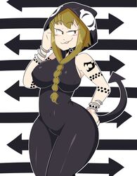 1girls :3 blonde_hair bodysuit female jinu looking_at_viewer medusa_gorgon pose sideboob smile solo soul_eater tagme tattoo thick_thighs wide_hips yellow_eyes