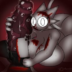 1boy 1boy1girl 1girls 2025 anthro ass big_ass big_breasts big_eyes big_penis blush breasts cat_ears cat_girl cat_humanoid cat_tail catgirl cum cum_in_pussy feline furry furry_female furry_only hand_on_penis handjob happy happy_sex horror knife larger_female looking_at_viewer penis playbonnie3 simple_background sprunki twitter_username wenda_(sprunki) white_body white_fur white_skin