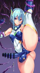 1futa ass ass_visible_through_thighs balls bar_censor bare_shoulders blue_eyes blue_hair blush breasts bulge calpish censored clenched_teeth clothed clothing covered_balls covered_navel covered_penis elbow_gloves elekshaal_(calpish) erection erection_under_clothes female full-package_futa futa_is_bigger futa_only futanari futasub gloves hair_between_eyes highres human intersex large_penis large_variant_set leg_up leotard light-skinned_futa light_skin looking_at_viewer magical_girl medium_breasts monster_on_futa mostly_clothed original penis precum restrained short_hair skin_tight solo split standing standing_on_one_leg standing_split teeth tentacle testicles thighhighs thighs variant_set vertical_splits white_thighhighs