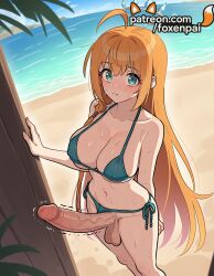 1futa 2025 ahoge ai_generated artist_name balls beach bikini blush breasts bust chest cock covered_nipples day dick erection foreskin foxenpai futanari hi_res high_quality high_resolution highres horizon huge_cock intersex large_balls large_penis large_testicles long_hair navel ocean orange_hair outdoors palm_tree patreon patreon_username pecorine penis poolside precum princess_connect! sand shore side-tie_bikini solo stable_diffusion sweat swimsuit testicles tight_foreskin trembling twitching_penis uncensored uncircumcised veins veiny_penis water watermark
