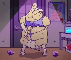 anthro ass balls bovid caprine clothed clothing detailed_background dim_lighting disney door doug_ramses erection fatzoimp fluffy fluffy_tail fur g-string genitals hand_on_butt hand_on_penis hi_res laboratory light lighting looking_at_another looking_at_partner looking_at_viewer looking_back male male_only mammal map masturbation mood_lighting night_howlers nude nude_anthro nude_male offscreen_character open_mouth partially_clothed penis pose posing_for_picture posing_nude purple_clothing purple_shirt purple_topwear purple_underwear rear_view sheep shirt short_tail solo spread_legs spreading tail tank_top textless thong tongue topwear underwear white_body white_fur white_wool wool_(fur) zootopia