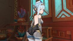 1girls animated ass ass_focus big_ass blue_eyes blue_hair breasts female female_only genshin_impact huge_ass ineffa_(genshin_impact) light-skinned_female loonoosh robot robot_girl solo solo_female tagme twerk twerking video