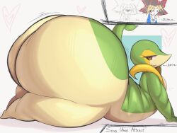 anthro ass ass_bigger_than_head ass_crack atem_(yu-gi-oh!) big_ass big_butt brown_eyes death_battle flat_chest flat_chested flora_fauna funny generation_5_pokemon grass_type green_body heart_symbol huge_ass huge_butt hyper_ass laying_down lightmizano lying_on_stomach nosebleed pharaoh_atem pokemon pokemon_(species) prone prone_position reaction_shot seductive seductive_look short_stack shortstack simple_background sketch small_feet snivy tail teasing two_tone_body unknown_gender yellow_body yu-gi-oh! yugi_muto