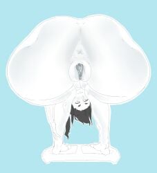 1girls anus ass ass_focus asshole barefoot black_hair blue_background breasts clitoris colored_skin completely_nude completely_nude_female curvaceous feet female female_only full_body gray_hair grey_hair hair huge_ass human long_hair looking_back looking_to_the_side medium_breasts naked naked_female nintendo nude nude_female pale-skinned_female pale_skin ponytail presenting presenting_anus presenting_hindquarters pussy simple_background smile soles solo squatting steam thick_thighs thighs tied_hair vagina voluptuous white_eyes white_skin wii wii_fit wii_fit_trainer wii_fit_trainer_(female)