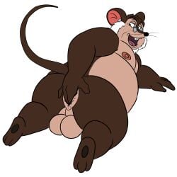 1:1 2025 an_american_tail anal anal_fingering anthro backsack balls ballsack beard belly big_belly denki404 don_bluth elderly eyewear facial_hair fingering fingering_self genitals glasses hi_res male mammal masturbation moobs mouse murid murine nipples open_mouth overweight overweight_male papa_mousekewitz rodent simple_background solo white_background