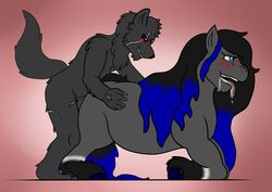 anthro anthro_on_feral black_fur blush demonic drooling equine female feral fur furry horse hybrid male male_on_feral mammal nina_(alnabu) penetration ray_van_siegheart saliva sex simple_background straight tongue_out vaginal_penetration wildwolfproduction zoophilia