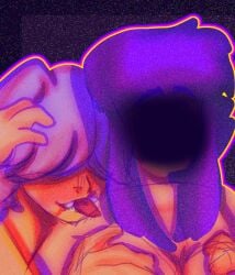 dog_ears fangs kpop_demon_hunters mystery_(kpop_demon_hunters) purple_hair self_insert tongue