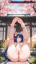 1girls 2025 ai_generated anus ass bangs barefoot blue_hair blush breasts cherry_blossoms completely_nude feet female flower hair_ornament hi_res highres hoshino_ai legs_up long_hair looking_at_viewer medium_breasts natsuyoru navel nipples nude on_back one_eye_closed open_mouth oshi_no_ko oshiri outdoors patreon purple_eyes purple_hair pussy shaved_vagina smile soles solo toes uncensored vagina voluptuous voluptuous_female