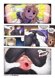 1boy 1girls anus ass ass_ ass_bigger_ back big_ blonde_ bluebreed bottom_ bubble butt_ character cheeks clothed clothing comic doodley_(youtuber) face female fluids focus fully_ hair head heavy hips inspecting labia looking_at_viewer male milf mob_ no_ open_mouth original_ outdoors panties pussy savannah_ savannahxyz shire speech_ spread_ spreading spreading_ surprised sweater tearing teeth than_ thick_ thighs torn_clothes upper_ vagina vaginal_ white_skin wide_ass yoga_pants youtube youtuber