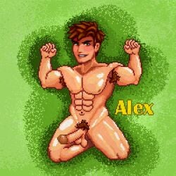alex_mullner dick gay male muscular muscular_male oiled pixel_art stardew_valley tagme