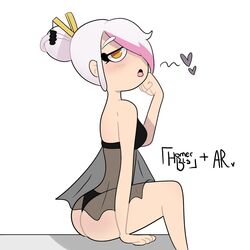 alynnr4mirez ass fnafhs hair_bun homerbls meg_(fnafhs) open_mouth panties solo spoken_heart white_hair