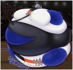 1:1 1girls 2d 2d_(artwork) absurd_res bea_(pokemon) big_breasts bloopsyblue blue_body blueberry_inflation blush breasts clothed clothes color colored crowd crowd_watching digital_media_(artwork) english_text expansion female female_focus female_only game_freak hair_ribbon highres huge_breasts hyper_belly hyper_breasts hyper_inflation inflation inflation_fetish large_breasts navel nintendo onomatopoeia pokemon ripped_clothing silver_hair spherical_inflation stadium stadium_background stubby_arms stubby_legs surprised surprised_expression text torn_clothes transformation