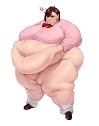 1girl 1girls belly_bulge belly_fetish big_belly brown_hair dandadan fat fat_belly fat_female fat_fetish female momo_ayase morbidly_obese morbidly_obese_female obese obese_female overweight overweight_female softon ssbbw weight_gain weight_gain_female