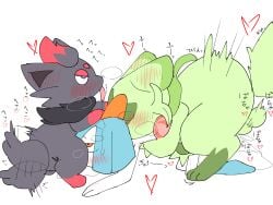 2025 all_fours balls biped bipedal_feral black_body black_fur blue_body blue_eyes blush censored digital_media_(artwork) eyelashes eyelashes_through_hair fellatio female feral feral_on_feral floragato fur generation_3_pokemon generation_5_pokemon generation_9_pokemon genitals green_body green_fur group hair heart_pupils heart_symbol hi_res ineffective_censorship interrobang kirlia leg_markings male male/female markings nintendo oral orange_eyes penile pokemon pokemon_(species) quadruped questionable_consent sakaniyame sex shiny_pokemon simple_background socks_(marking) spitroast tail tail_motion tailwag thrusting torso_grab translucent translucent_hair tremble_spikes trio white_background white_body zorua