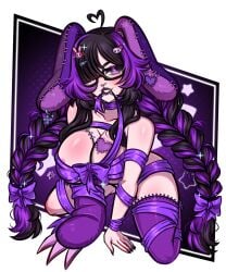 braided_hair braids bunny_ears christmas christmas_present goth_bunny goth_girl goth_maniac goth_maniax gothbunnysenpai gothic gothicc gothicc_va gothjuice gothmaniac gothmaniax lewdjuice purple_eyes purple_hair ribbon_bondage ribbons starrynekoart tied_up