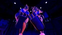 2girls 3d 3d_(artwork) 3d_background 3d_model 3d_render animatronic animatronic_female beak beakless chicken chicken_girl deathjax98 elevator elevator_interior feet female five_nights_at_freddy's five_nights_at_freddy's:_sister_location five_nights_at_freddy's_2 foot_fetish foot_focus furry getting_stepped_on robot robot_girl scottgames stepped_on toy_chica_(fnaf) toy_chica_(love_taste)