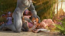2025 3d beach bellakvo captured cum drinking_cum elf elf_ears female green_hair human male night_elf pink_skin pointed_ears purple_skin stocks troll troll_(warcraft) white_hair world_of_warcraft zandalari_troll