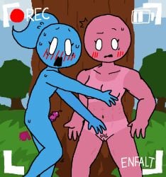 1boy 1girls abs balls being_recorded both_sexes_in_same_situation breasts condom condom_on_penis embarrassed embarrassed_nude_exposure embarrassed_nude_female embarrassed_nude_male ene enf enfalt enm female femboy interrupted male muscular_female nude penis pussy recording tagme tomboy