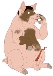 anatomically_correct domestic_pig forepawz gain male male_only mammal nude overweight penis shadowpelt slightly_chubby suid suina surprise sus_(pig) transformation weights wild_boar