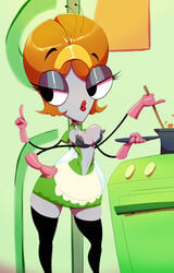 1girls 4_arms 5_fingers antennae anthro anthro_only apron areolae big_breasts big_eyes black_arms black_eyes black_legwear bra breasts disney disney_channel dress eyelashes female female_focus female_only fly food frieda_pesky gloves green_bra green_dress grey_nipples grey_skin half-closed_eyes headband insects kitchen large_breasts legwear lipstick looking_back mature_female milf mother mouth_open multi_arm multi_limb navel nipples open_clothes orange_hair oven pale_skin pink_gloves pot purple_skin red_lipstick seductive_look seductive_smile shiny_hair shiny_skin solo soup stove teal_bra the_buzz_on_maggie thehumancopier thick_thighs thighs wardrobe_malfunction white_apron wide_hips wings wooden_spoon yellow_hairband