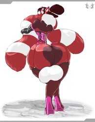 ailurid anthro ass backsack balls big_balls big_butt clothing corset footwear garter_straps girly high_heels huge_balls huge_butt legwear lingerie male mammal red_panda rohan_scribe shoes solo stockings wide_hips