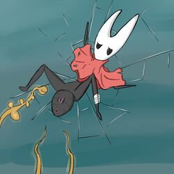 before_sex cape cloak hollow_knight hornet_(hollow_knight) insect_abdomen insect_girl insects plant red_cape spider_web tagme tentacle trapped