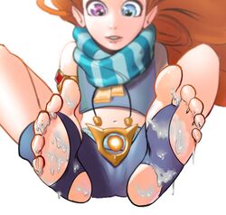 cum cum_on_feet cum_on_soles feet female foot_fetish heterochromia league_of_legends necrolepsy orange_hair pov pov_feet riot_games soles toes zoe_(league_of_legends)