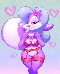 2019 big_tail bottomless breasts clothed clothing female fifi_la_fume heart lingerie mammal mephitid nitro pussy skunk solo tiny_toon_adventures warner_brothers