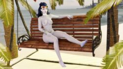 1girls 3d blue_eyes breasts feet female female_only nude overwatch solo therenderguy widowmaker