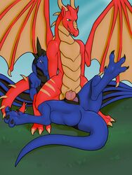 absurd_res blue_scales domination dragon duo feral hi_res knot male penetration penis red_scales requiem scales unknown_artist wings yaoi