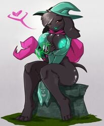 1girls 2d anthro anthro_female anthro_only areolae black_fur breasts caprine cleavage deltarune female female_only female_ralsei fur furry furry_female furry_only glasses hat humanoid humanoid_female humanoid_only karakylia large_breasts mammal mammal_humanoid nipples ralsei ralsei_(female) ralsei_with_black_fur rule_63 scarf solo tagme undertale_(series)