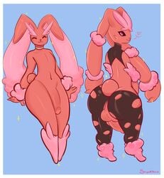 1boy alternate_color anthro ass balls barefoot big_ears erection eyes_closed flaccid fur furry humanoid_penis long_ears looking_at_viewer looking_back lopunny lucidkitty male male_lopunny male_only male_pokemon mega_evolution mega_lopunny navel nintendo nude original_character penis pokémon_(species) pokemon pokemon_(species) pokemon_dppt pokemon_oras presenting presenting_balls presenting_hindquarters presenting_penis rabbit shiny_pokemon smile solo solo_male standing thick_thighs video_games wide_hips